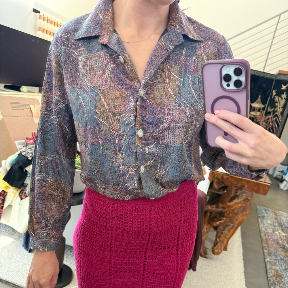 Vintage Silk Blouse - Size S/M - sourced from Copenhagen